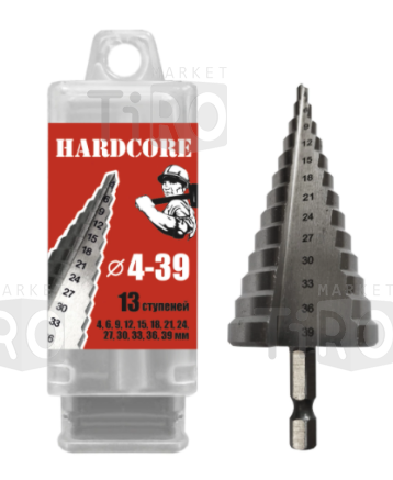 Сверло по металлу шаговое спиральное 4-39 мм (13 ступ.) Р6М5 "Hardcore" Torsion step