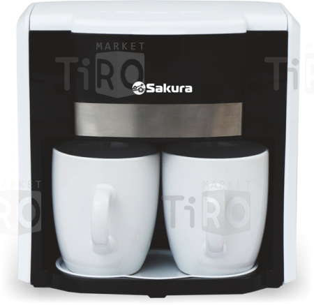 Кофеварка электрическая Sakura SA-6110BW, 300мл, капельный, 2 кружки