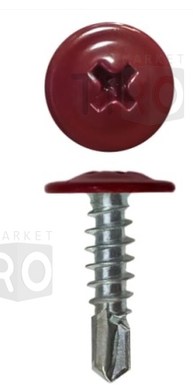 Саморез с пресс-шайбой сверло 4,2*25 RAL 3005 цвет красный (500шт.)