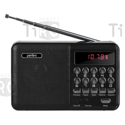 Радиоприемнтк цифровой Perfeo Palm FM+87,5-108МГц/МР3, черный