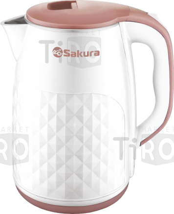 Чайник 1,8л Sakura SA-2165WBG диск, белый/бежевый
