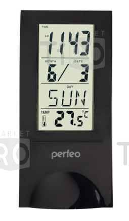 Часы -метеостанция Perfeo "Glass", PF--SL2098 время, температура, дата, R03*2 штуки, черный