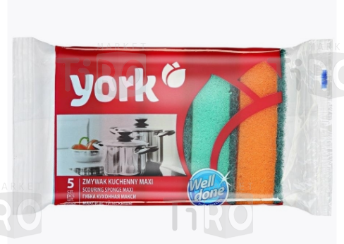 Губка для посуды ПР York Макси, 5 штук Губка для посуды ПР York Макси, 5 штук