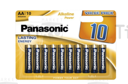 Батарейка Panasonic Alkaline LR 6, BL10 (10шт) (пальчиковые)