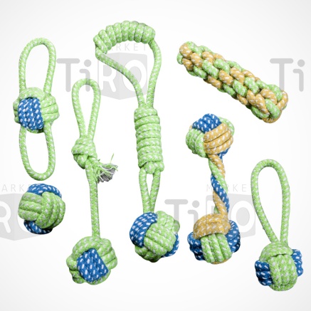 Игрушка для собак "Веревка-плетеный мяч, морской узел с петлей", D-70мм/370мм