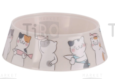 Миска Уфа "Мур-мяу" М7853, 0,3л, серый/бежевый