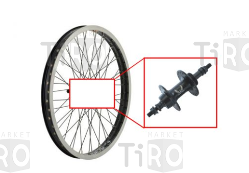 Колесо заднее 20" Trix 13401, BMX профиль алюминиевый, одинарный, 48H, фрезеров, 406*25 Колесо заднее 20" Trix 13401, BMX профиль алюминиевый, одинарный, 48H, фрезеров, 406*25