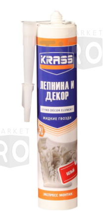 Жидкие гвозди Krass для стиропора и панелей, экспресс монтаж белый 300мл (+0 С)