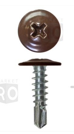 Саморез с пресс-шайбой сверло 4,2*19 RAL 8017 цвет коричнвый (1000шт.) Саморез с пресс-шайбой сверло 4,2*19 RAL 8017 цвет коричнвый (1000шт.)