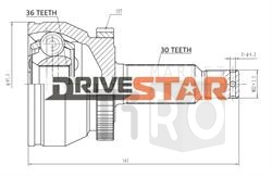 Наружный шрус Drivestar OC-KH1005-F, 36x30
