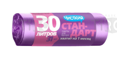 Пакеты для мусора Чистюля Стандарт 30л, 31 штука