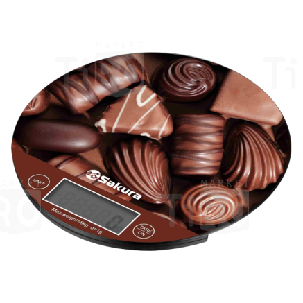 Весы кухонные электронные 5кг, Sakura "Шоколад", SA-6076С