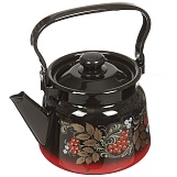 Чайник эмалированный 2,3л, красно-черный декор с кнопкой Новокузнецк С2714.38