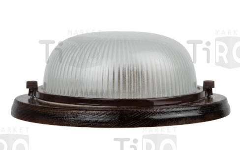 Светильник НБО 03-60-021 для бани, дерево/стекло, IP54, E27, max 60Вт, круглый, 220*84мм, орех