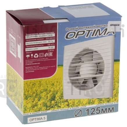 Вентилятор ERA Group D-125 с обратным клапаном OPTIMA 5С