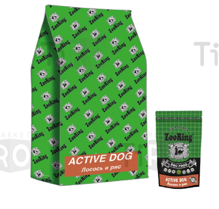 Корм для собак ЗооРинг Active Dog, Лосось-рис, 2кг