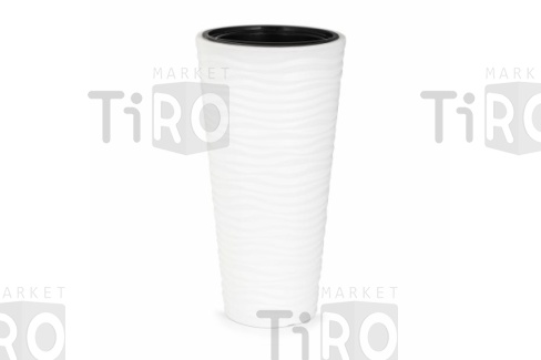 Кашпо напольное d-290мм, 5,0/25,0л, h-575мм., со вставкой, белый, Уфа Оазис М8075