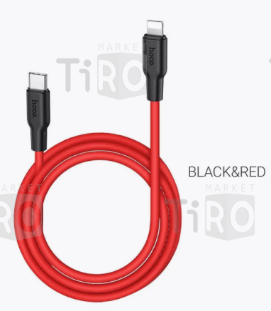 Кабель USB-C Hoco X21 Plus Apple PD силиконовый черно-красный 1м