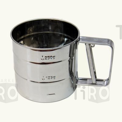 Кружка-сито для просеивания муки, металлическая, d10см, обьем 375 грамм