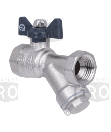 Кран Aqualink шаровый бабочка 1/2" г/г с косым фильтром Кран Aqualink шаровый бабочка 1/2" г/г с косым фильтром