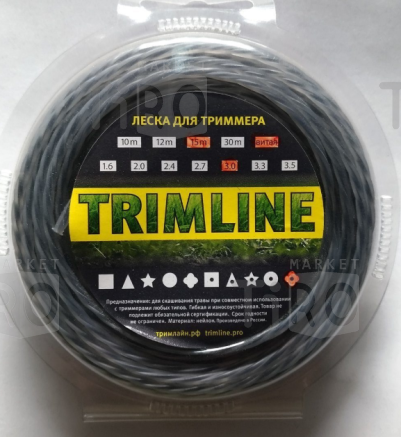 Леска Trimmer Line для триммера витая 2,4мм*15м