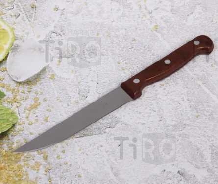 Нож кухонный 15см, пластиковая коричневая ручка