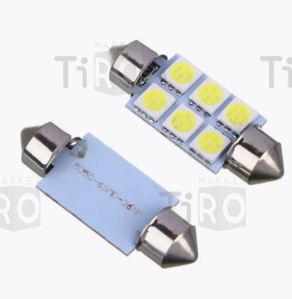 Светодиод 24V T11x36 5050 White 6SMD Star Light 24-773 (10шт)