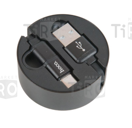 Кабель Hoco U23 для мобильных устройств USB-рулетка 2в1 (Type-C, Micro), 92cм, черный