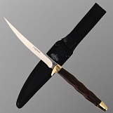 Нож разделочный "Скорпион" с чехлом, сталь - 65х13, рукоять - дерево, 14.5см