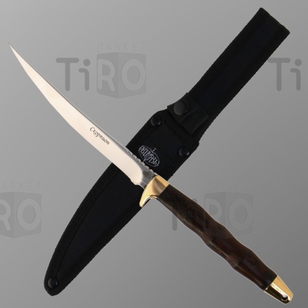 Нож разделочный "Скорпион" с чехлом, сталь - 65х13, рукоять - дерево, 14.5см