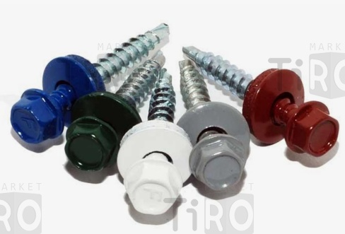 Саморез кровельный со сверлом, прокладка (EPDM), 4,8*51 RAL 5005 цвет синий (600 шт.)