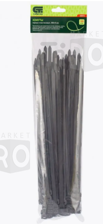 Хомут пластиковый Стандарт (стяжка) 8*300 мм черная (уп-ка 100 шт)