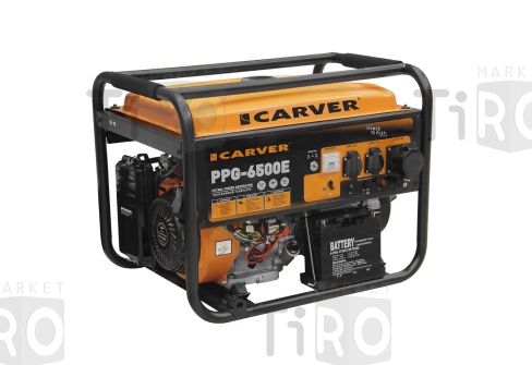 Бензогенератор Carver PPG-6500Е, с электро стартером