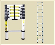 Лестница ХК телескопическая, алюминиевая, h-3,2м, 11 ступеней, шаг 30см, (в сложенном h-79см) 
