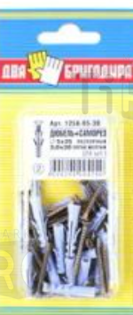 Дюбель 125А-05-30 5*25+саморез цинк 3,0*30 (24шт.) Дюбель 125А-05-30 5*25+саморез цинк 3,0*30 (24шт.)