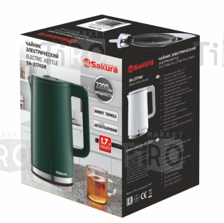 Чайник 1,7л. Sakura SA-2174GR малахит