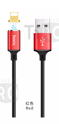 Кабель Hoco U28 для мобильных устройств USB, Apple, магнитный, 1,2м, красный