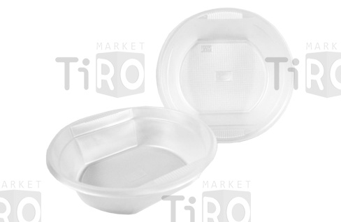 Тарелка одноразовая суповая 500мл "Чебурашка" бесцветная