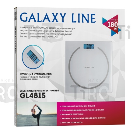 Весы  напольные электронные 0-180кг, батарейка в комплекте, Galaxy GL-4815 белые