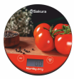 Весы кухонные электронные 8кг, Sakura "Помидоры и перец", SA-6076TP Весы кухонные электронные 8кг, Sakura "Помидоры и перец", SA-6076TP