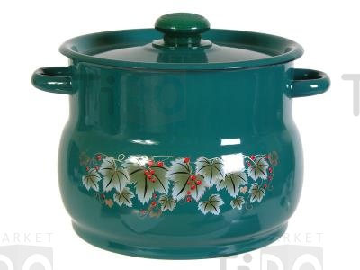 Кастрюля Новокузнецк С1917.3Б эмалированная 5,5л, сфера, бирюзовая, деколь,с пластиковой кнопкой