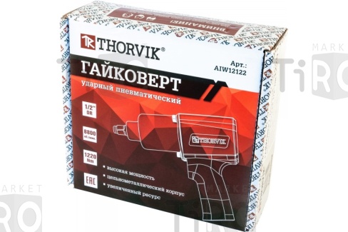 Гайковерт ударный пневматический 1/2"DR 8800 об/мин, 1220 Nm Thorvik AIW12122 Гайковерт ударный пневматический 1/2"DR 8800 об/мин, 1220 Nm Thorvik AIW12122