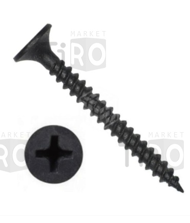 Саморез 001А-35-55 по гипсокартону, металлу до 0,9мм, черный фосфат 3,5*55 (30шт.)