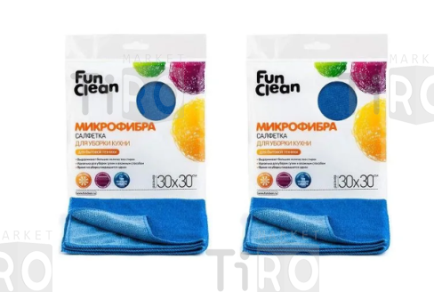Салфетка из микрофибры 30*30мм Fun Clean Home 2шт универсальная Салфетка из микрофибры 30*30мм Fun Clean Home 2шт универсальная