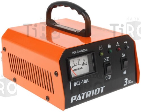 Устройство зарядное Patriot BCI-10A (400Вт, 6/12В, 10-150Ач, ток зарядки 10А)