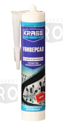 Герметик Krass силикон, универсал, серый 300мл Герметик Krass силикон, универсал, серый 300мл