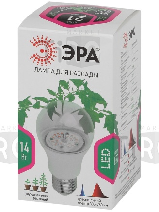 Лампа светодиодная ЭРА Led Fito 14w-RB-E27-К для растений