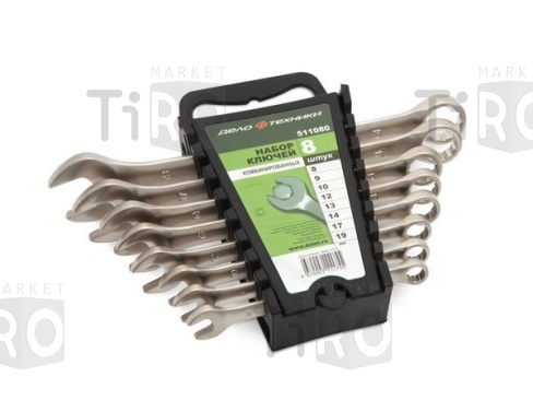 Набор ключей комбинированных - 8 штук (8,9,10,12,13,14,17,19) пластиковый холдер, Дело Техники  511080 Набор ключей комбинированных - 8 штук (8,9,10,12,13,14,17,19) пластиковый холдер, Дело Техники  511080