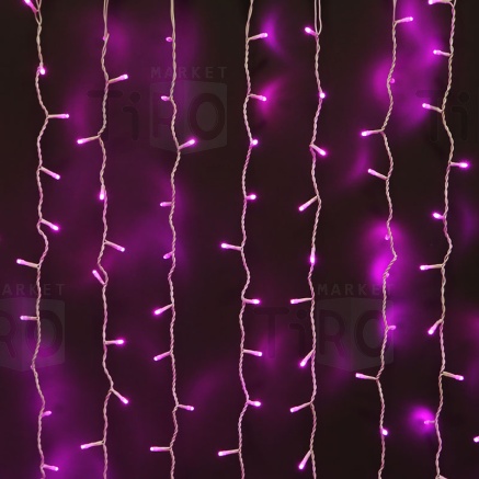 Гирлянда электрическая "Бахрома", 180 светодиодов, 4,5м*40см, розовый, 8режимов, 220В