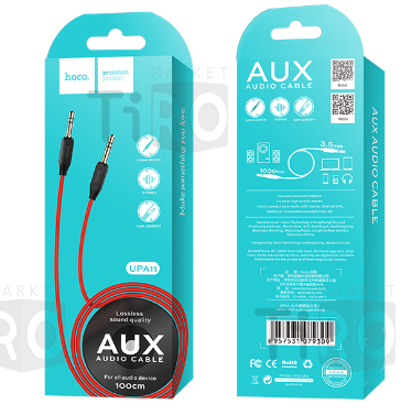 Аудиосоединитель Hoco UPA11 AUX 3,5мм-3,5мм, 1м, черный